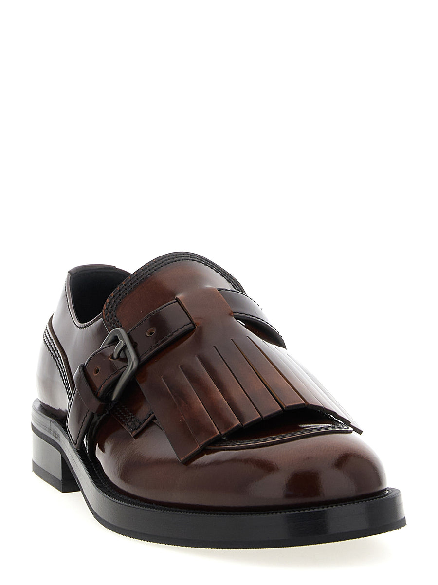 Church's Piper Lace Up Shoes For Women Premium Calfskin With Buckle Strap Fringe And Rubber Sole