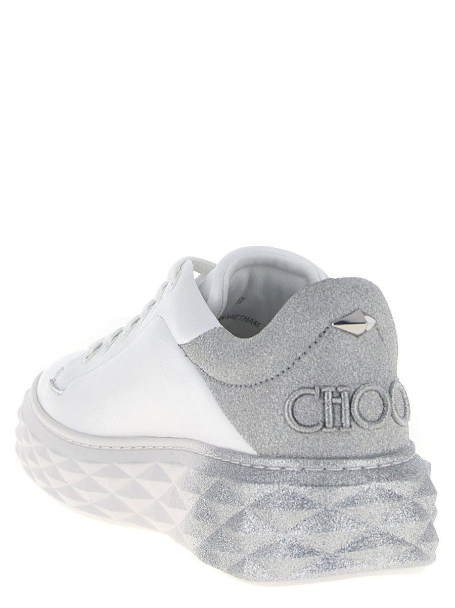 Jimmy Choo Diamond Maxi F Ii Glitter Silver Nappa Leather Sneakers