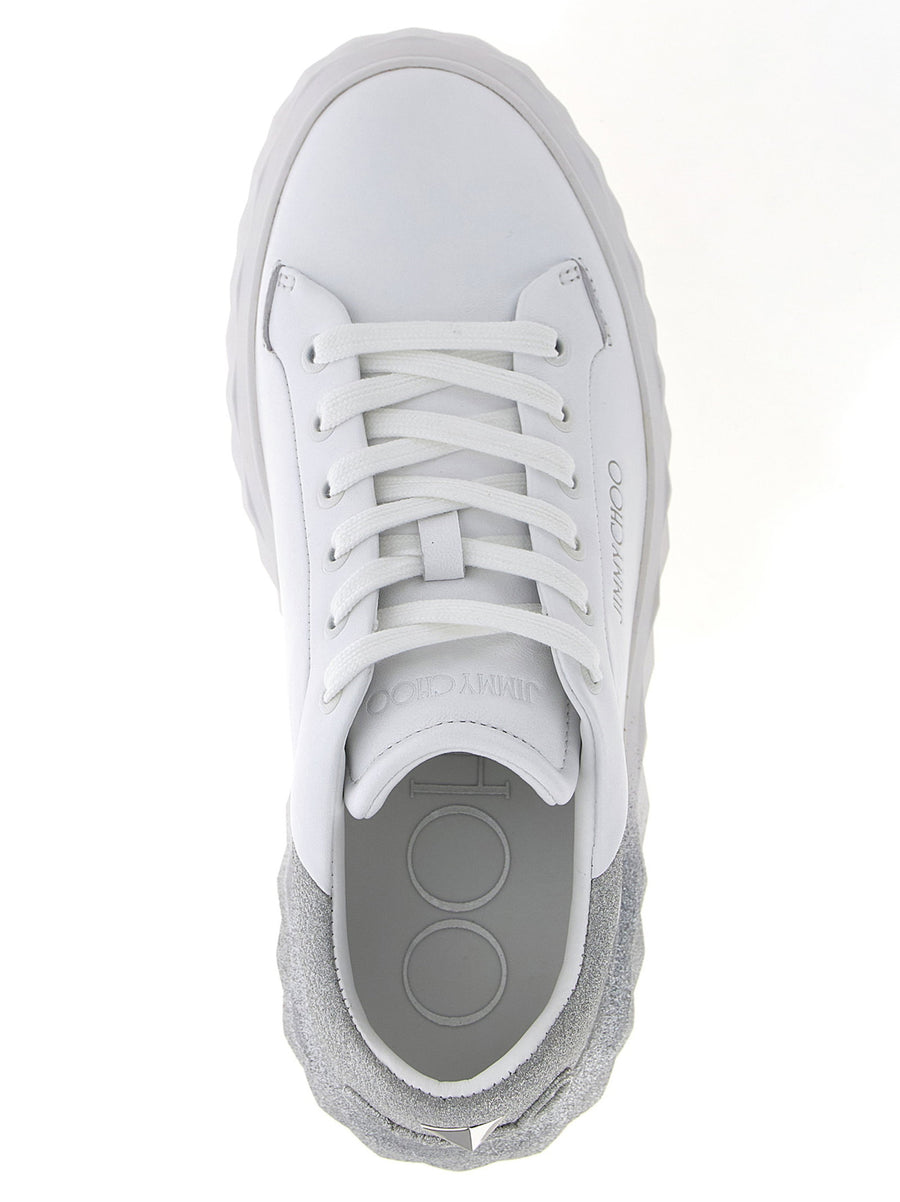 Jimmy Choo Diamond Maxi F Ii Glitter Silver Nappa Leather Sneakers