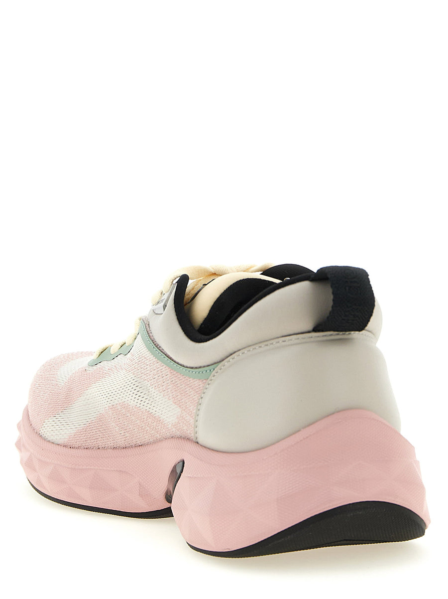 Jimmy Choo Pink Diamond Run Sneakers In Jacquard Knit Nappa Leather