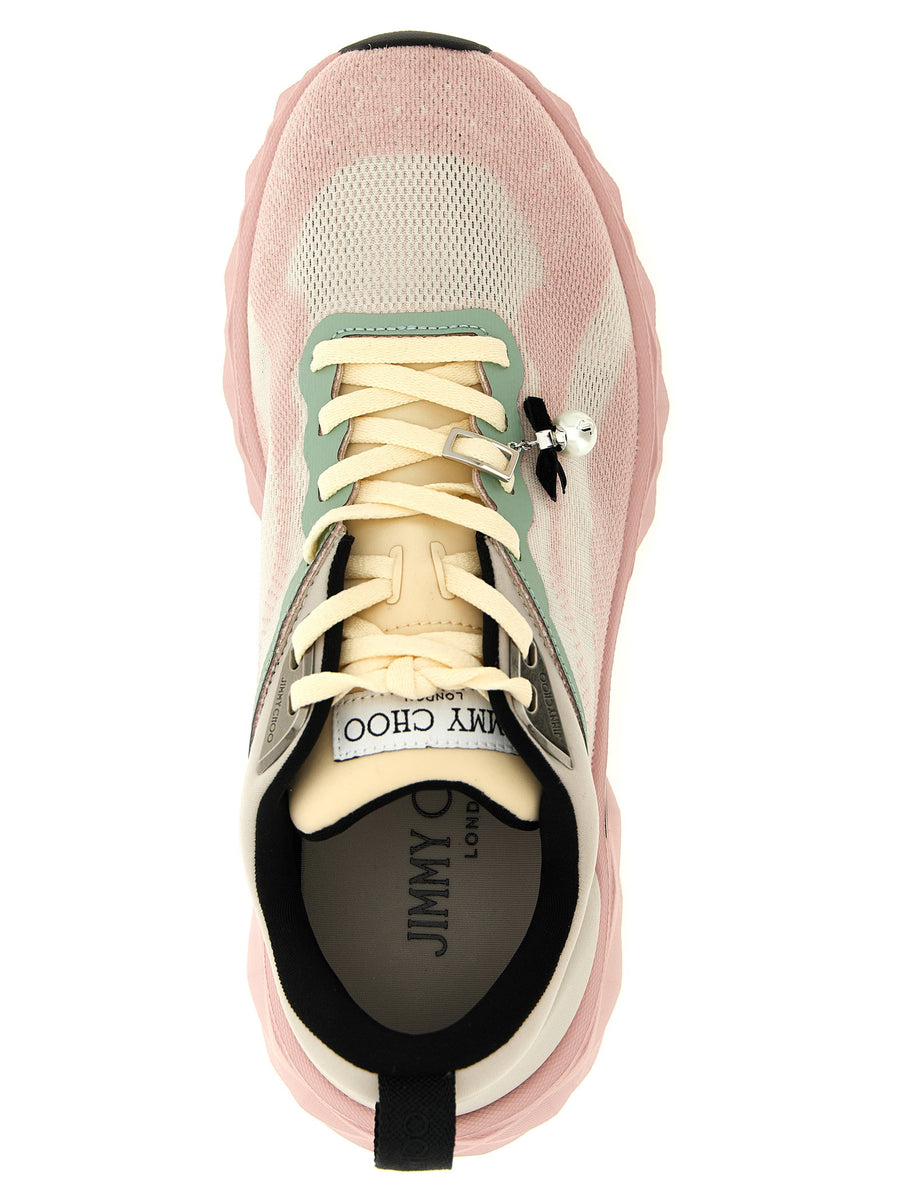 Jimmy Choo Pink Diamond Run Sneakers In Jacquard Knit Nappa Leather