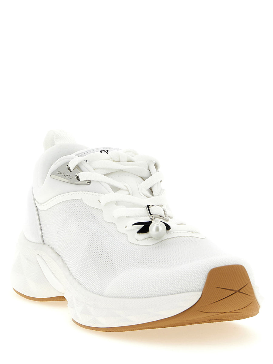 Jimmy Choo Diamond Run Sneakers White Luxury Knit Nappa For Women Polished Comfort