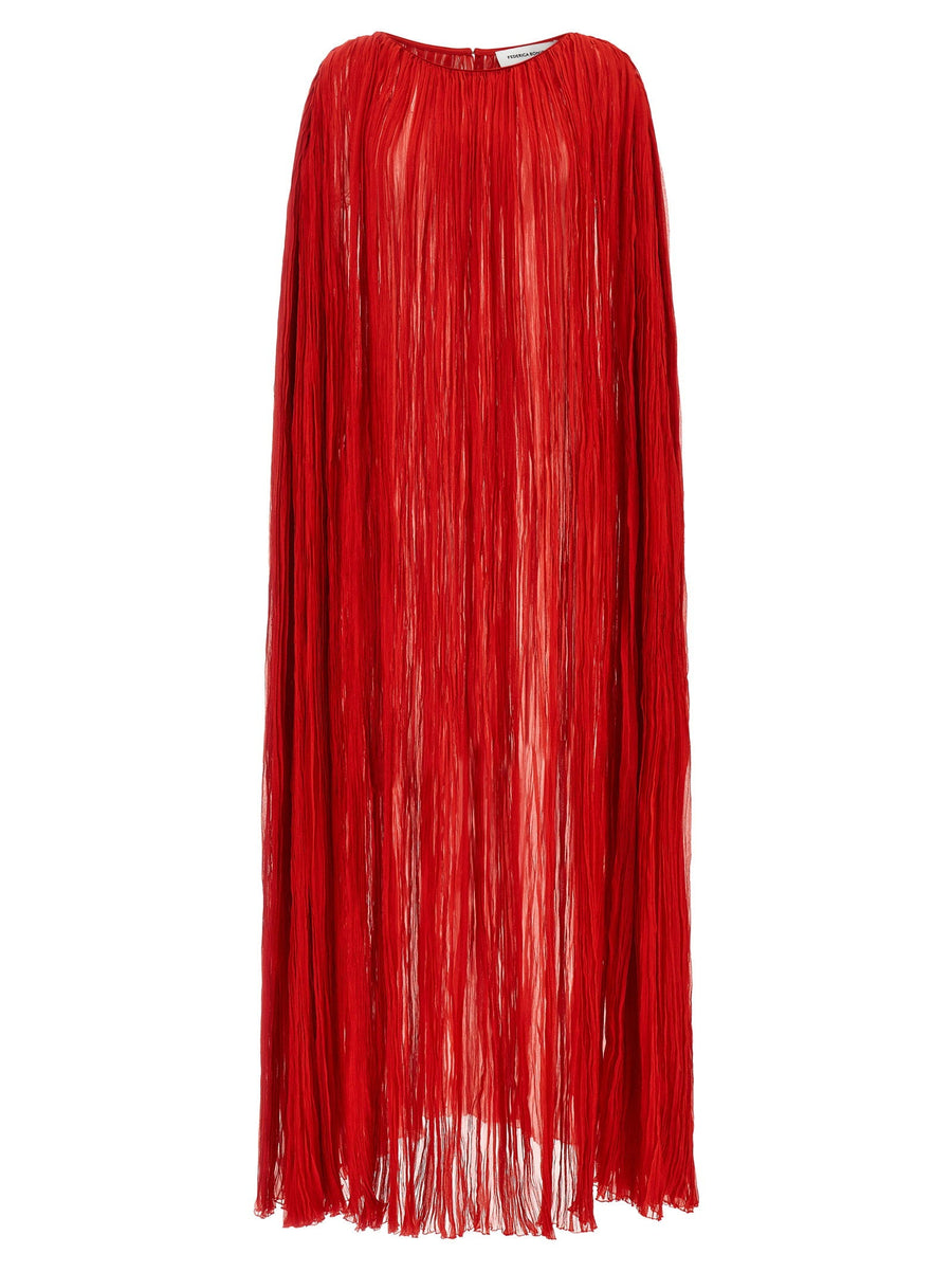 Silk Cape Dress Wrinkled Silk Pleats Red By Federica Bonifaci For Women One Size Dramatic Draped Cape