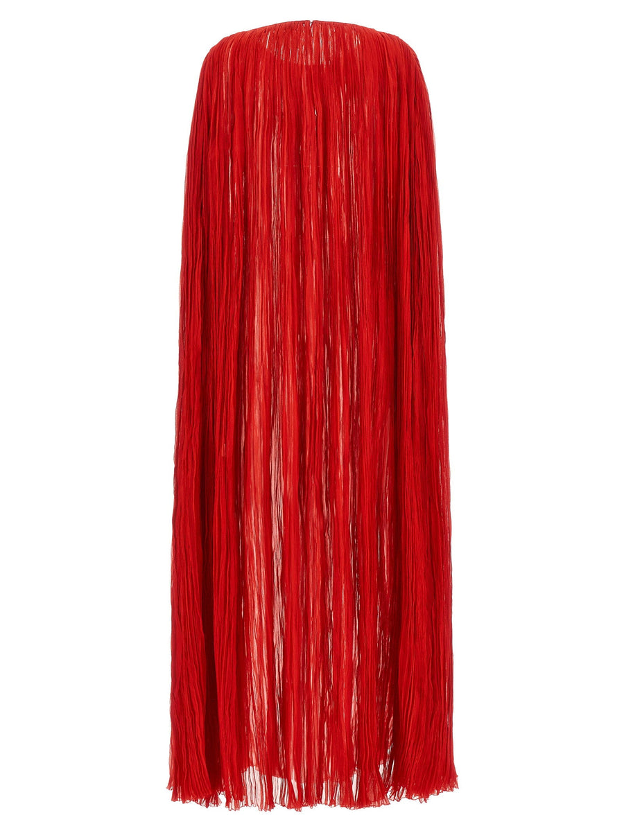 Silk Cape Dress Wrinkled Silk Pleats Red By Federica Bonifaci For Women One Size Dramatic Draped Cape