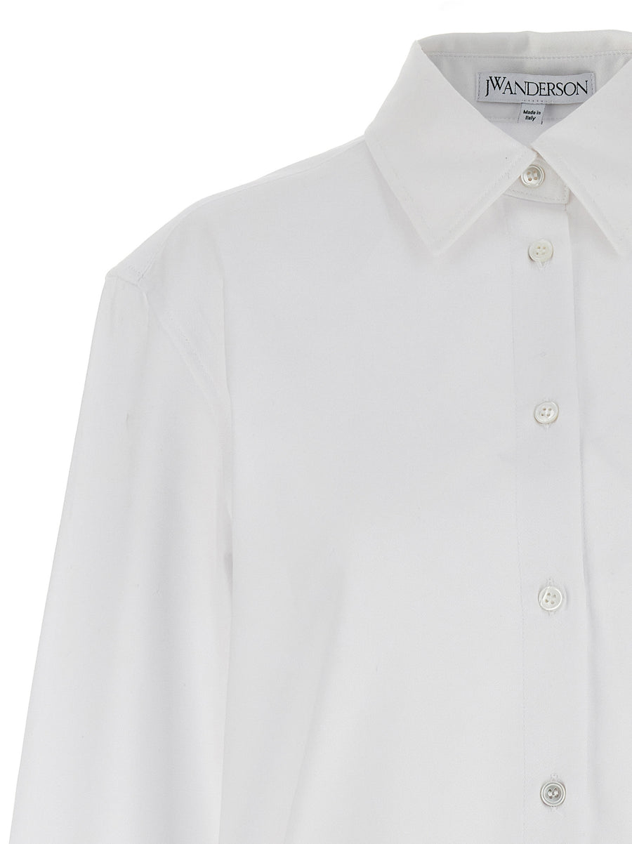JW Anderson Rhinestone Shirt Dress White 100% Cotton With Frayed Rhinestone Hem For Everyday Luxe Women