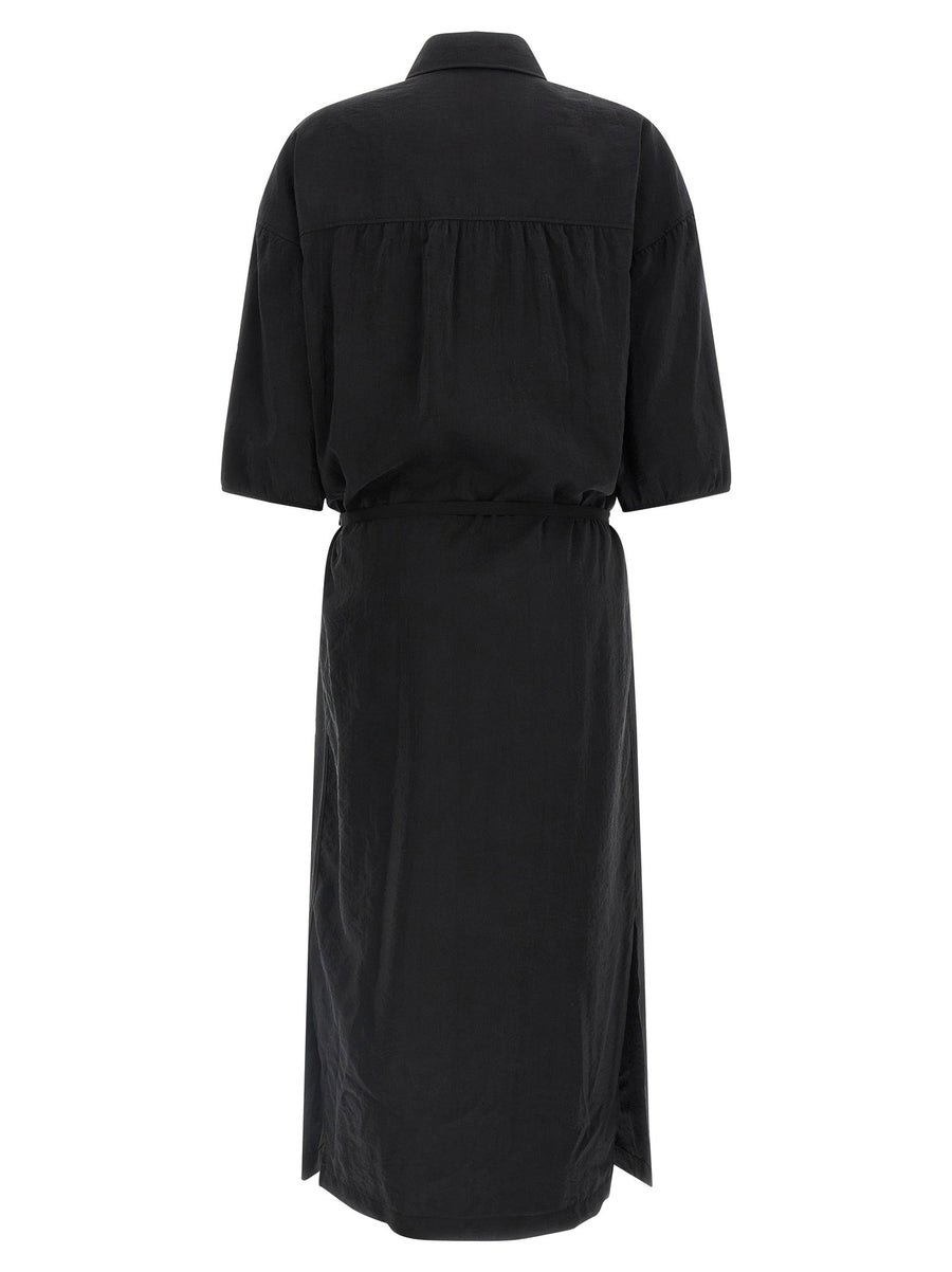 Lemaire Asymmetrical Silk Shirt Dress for Women Luxurious Textured Finish and Belted Silhouette