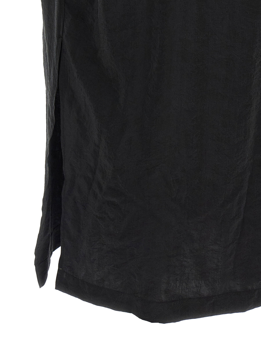 Lemaire Asymmetrical Silk Shirt Dress for Women Luxurious Textured Finish and Belted Silhouette