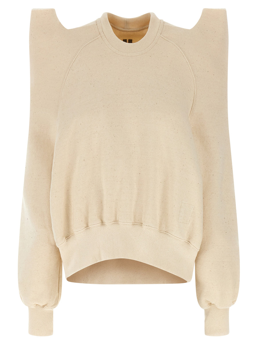 Drkshdw Tecsweat Sweatshirt For Women Exaggerated Shoulder Garment Dyed Cotton Jersey Beige