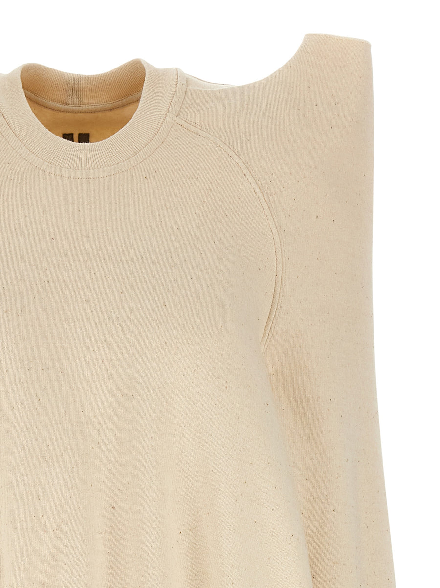 Drkshdw Tecsweat Sweatshirt For Women Exaggerated Shoulder Garment Dyed Cotton Jersey Beige