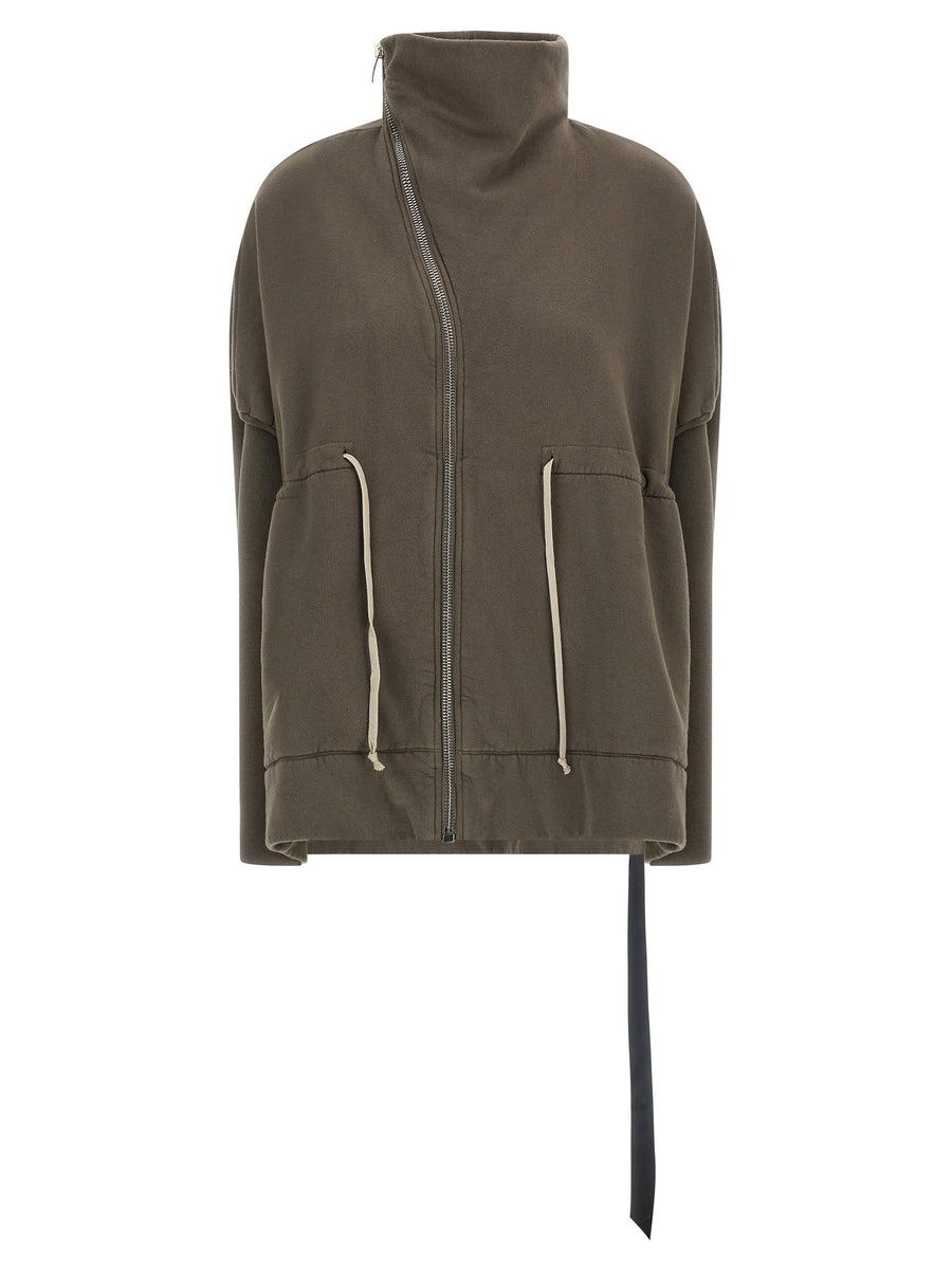 Drkshdw Mountain Sail Sweatshirt For Women Premium Fleece Cotton Warm Layer With High Neck And Asymmetrical Zip