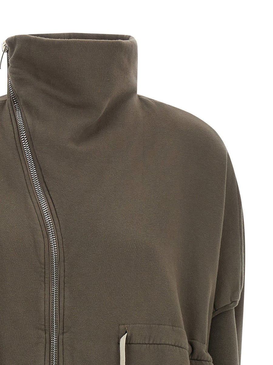 Drkshdw Mountain Sail Sweatshirt For Women Premium Fleece Cotton Warm Layer With High Neck And Asymmetrical Zip