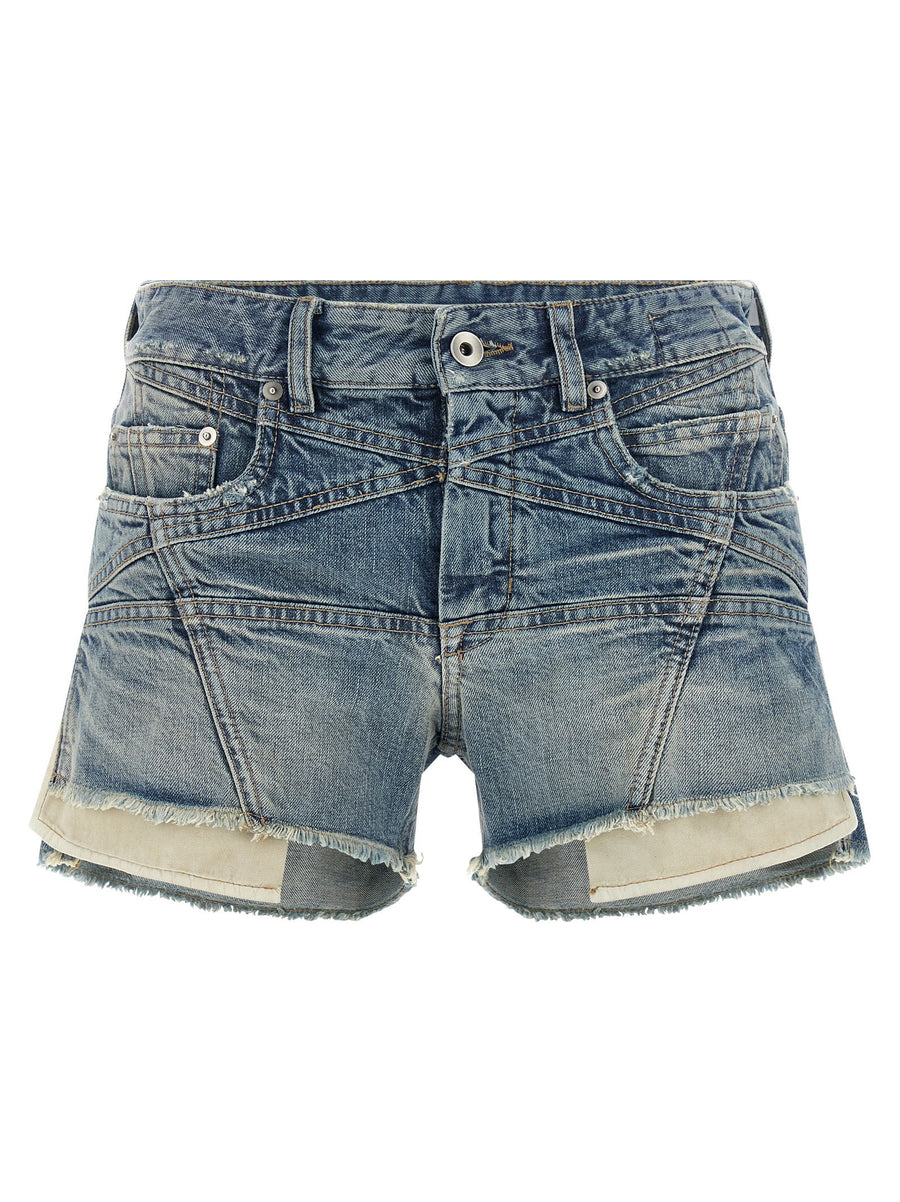 Drkshdw Lana Cut Offs Shorts Blue Stonewashed Denim 100 Percent Cotton Raw Hem