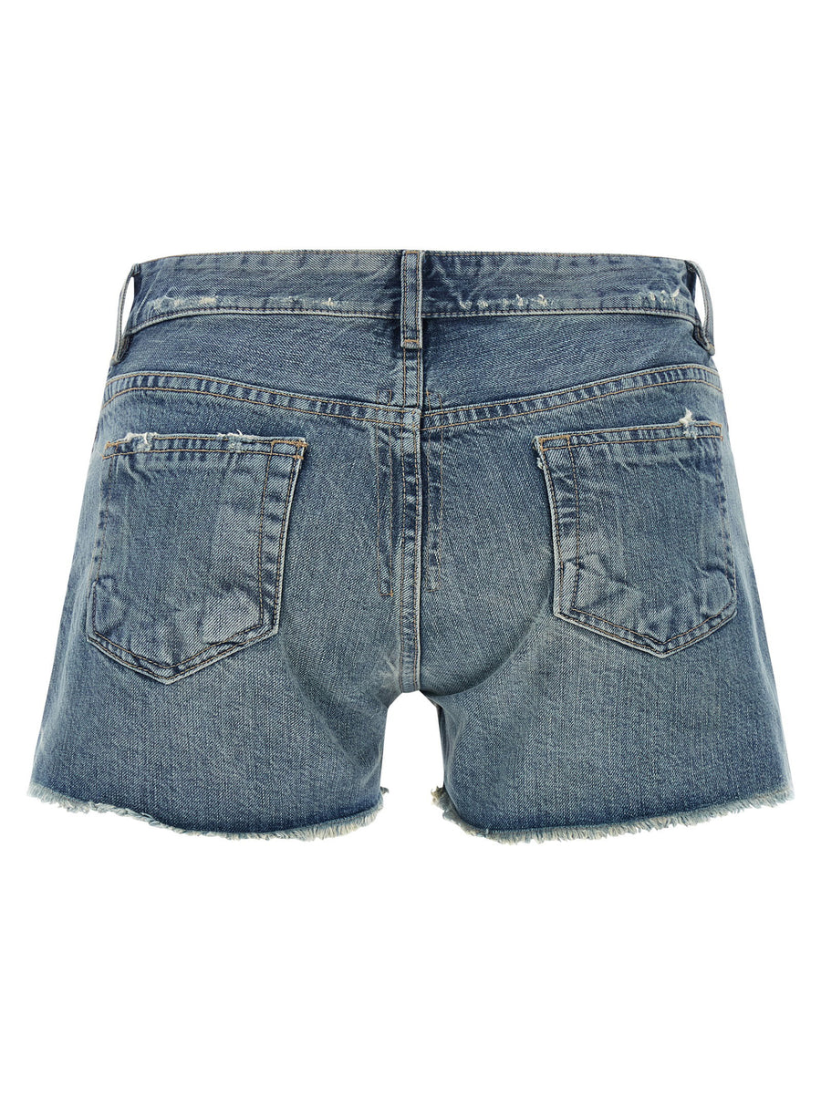 Drkshdw Lana Cut Offs Shorts Blue Stonewashed Denim 100 Percent Cotton Raw Hem