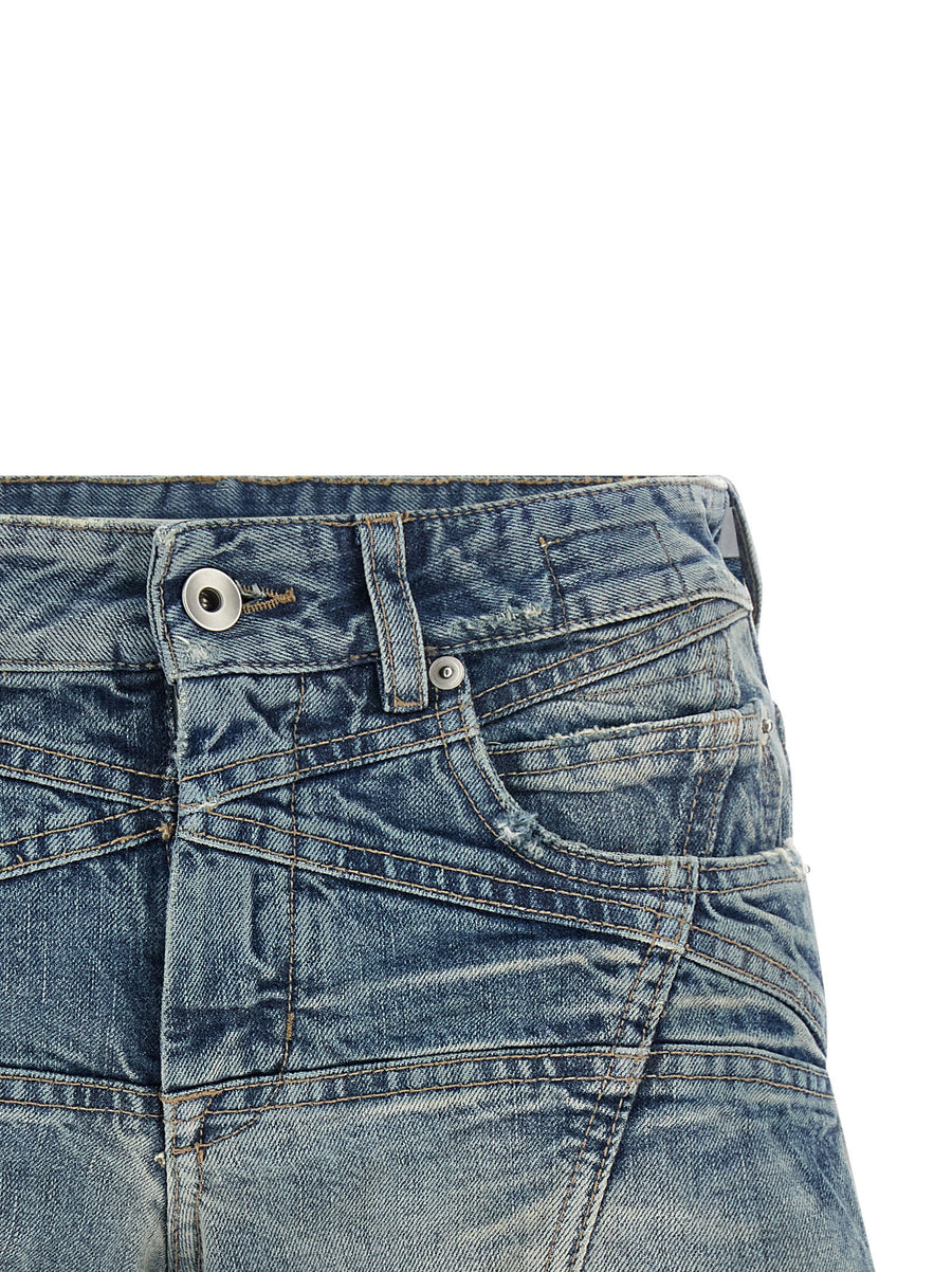 Drkshdw Lana Cut Offs Shorts Blue Stonewashed Denim 100 Percent Cotton Raw Hem