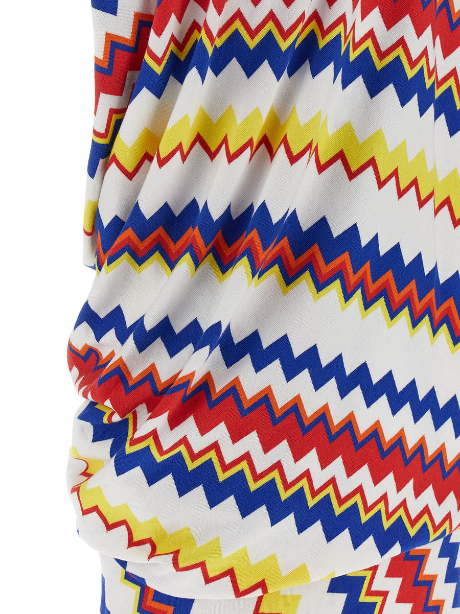 Missoni Peplos Dress Multicolor Zigzag Sleeveless Mini With Left Zip For Women Luxury