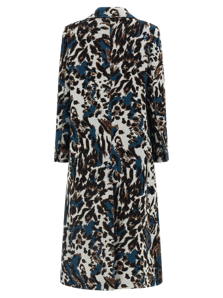 Missoni Animalier Coat Multicolor Wool Jacquard Women Tailored Luxury Outerwear Statement