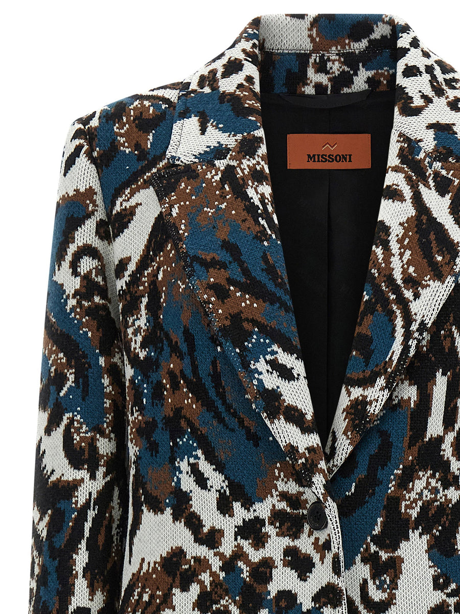 Missoni Animalier Coat Multicolor Wool Jacquard Women Tailored Luxury Outerwear Statement
