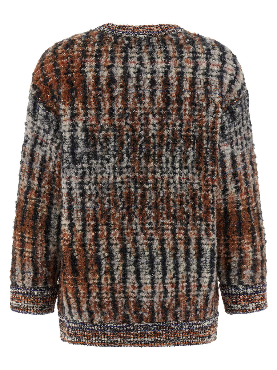 Missoni Bouclé Wool Cardigan for Women Luxurious Textured Multicolor Knit with V Neck and Front Pockets