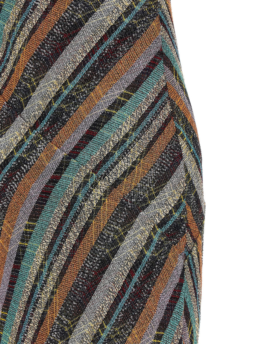 Missoni Multicolor Irregular Zig Zag One Shoulder Dress
