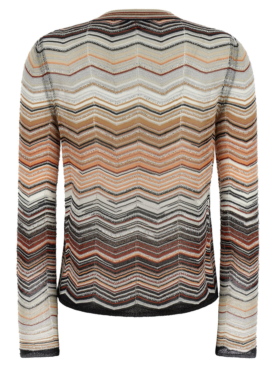 Missoni Chevron Lamé Cardigan With Sequin Appliqué For Elegant Eveningwear Women