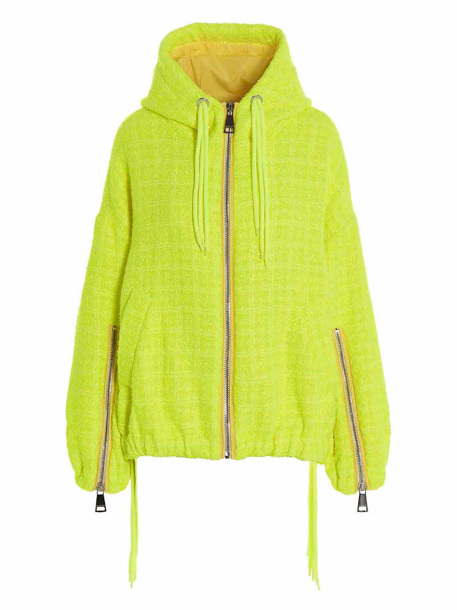 Khrisjoy Chris Windbreaker Tweed Jacket for Women Lightweight Hooded Windproof Yellow