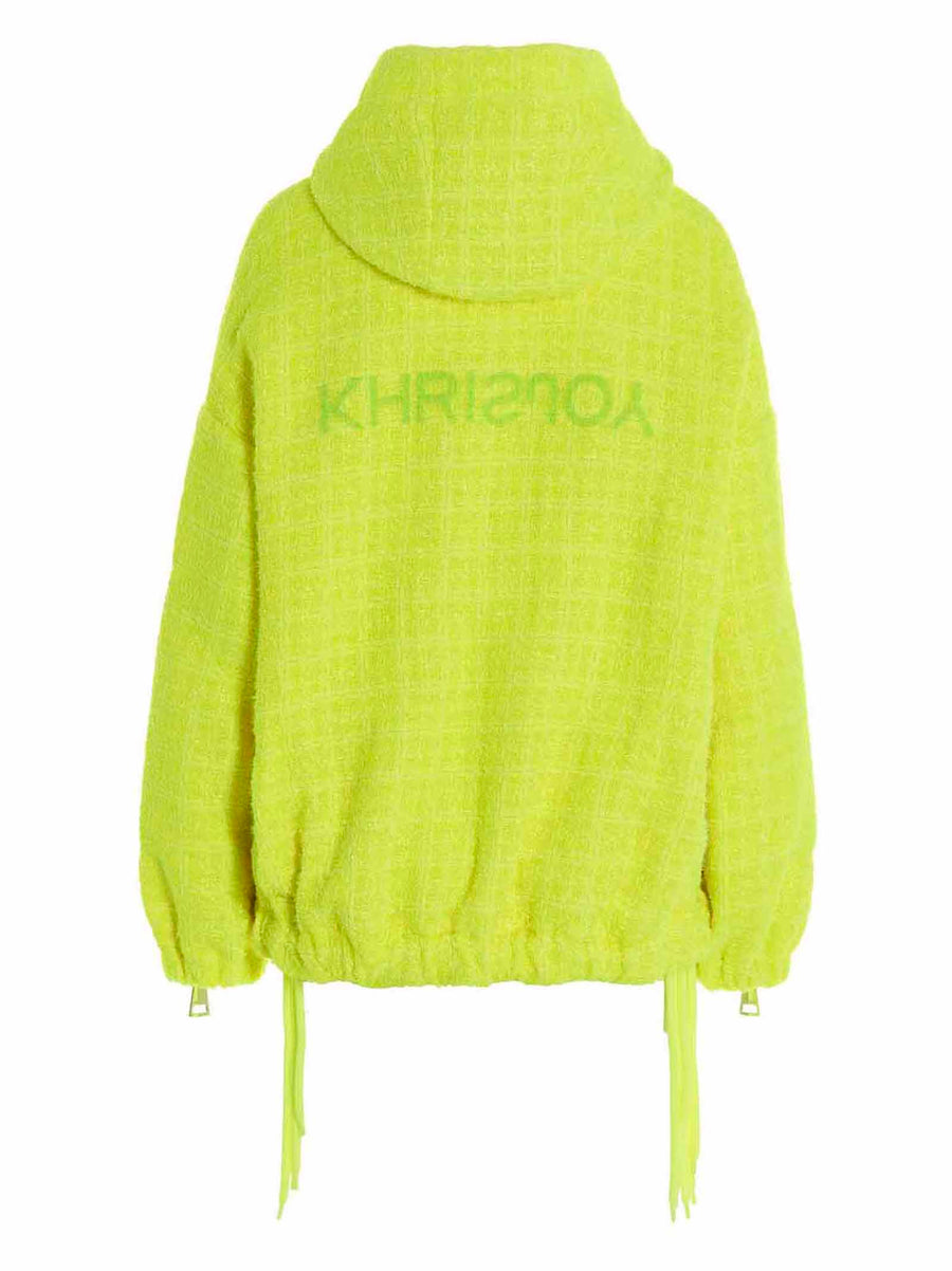 Khrisjoy Chris Windbreaker Tweed Jacket for Women Lightweight Hooded Windproof Yellow