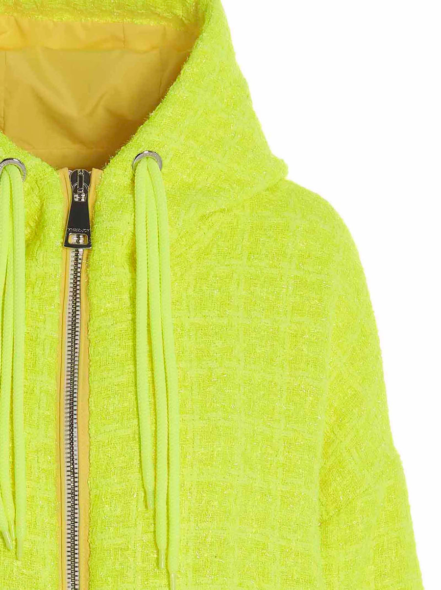 Khrisjoy Chris Windbreaker Tweed Jacket for Women Lightweight Hooded Windproof Yellow