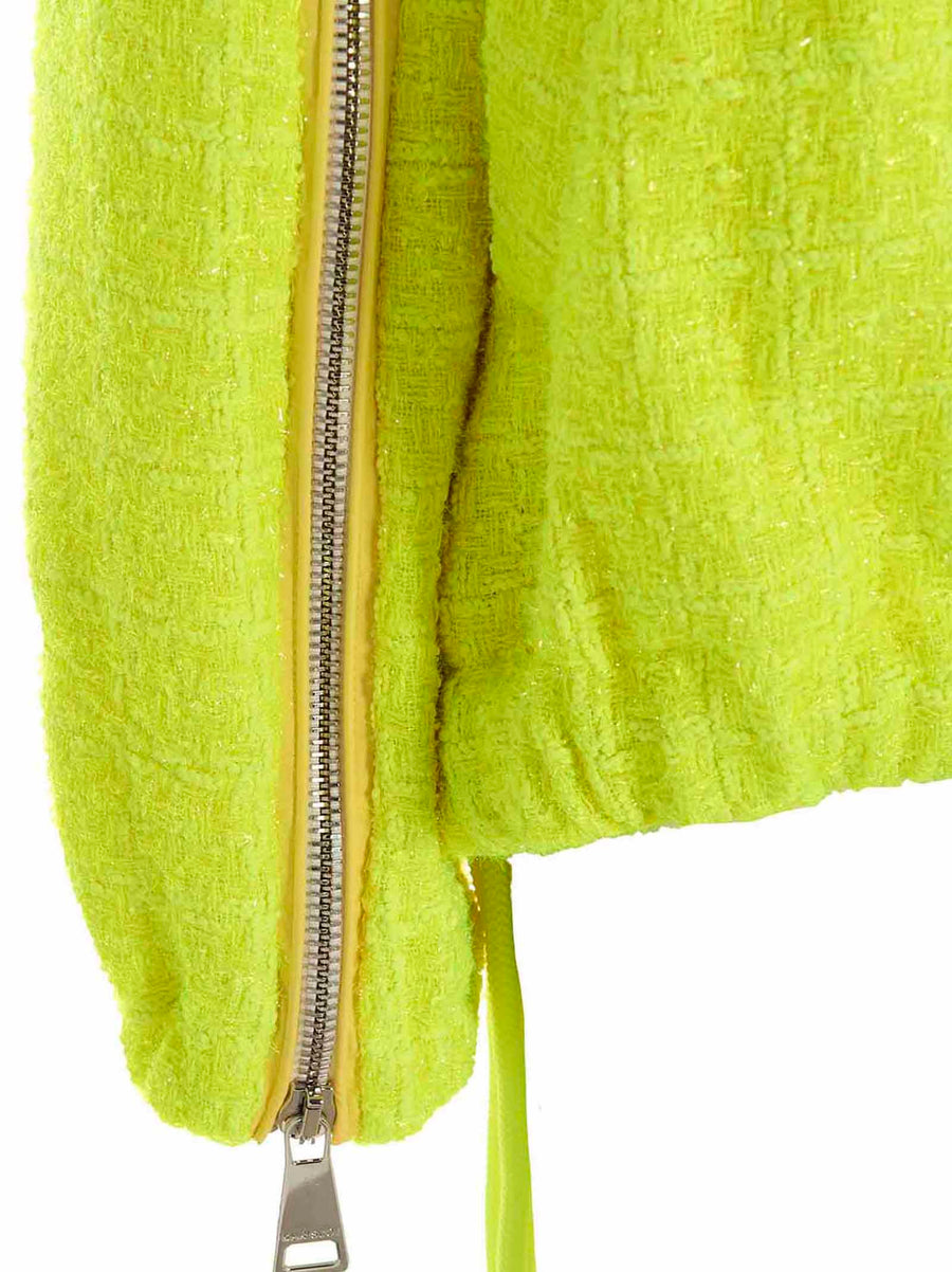 Khrisjoy Chris Windbreaker Tweed Jacket for Women Lightweight Hooded Windproof Yellow