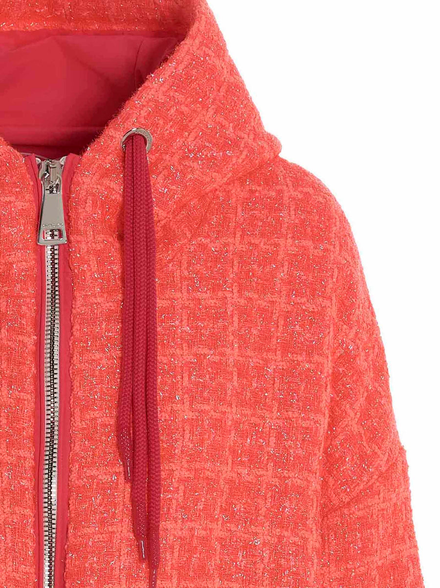 Khrisjoy Windbreaker Tweed Jacket For Women Lightweight Weatherproof Hooded Fuchsia Chic
