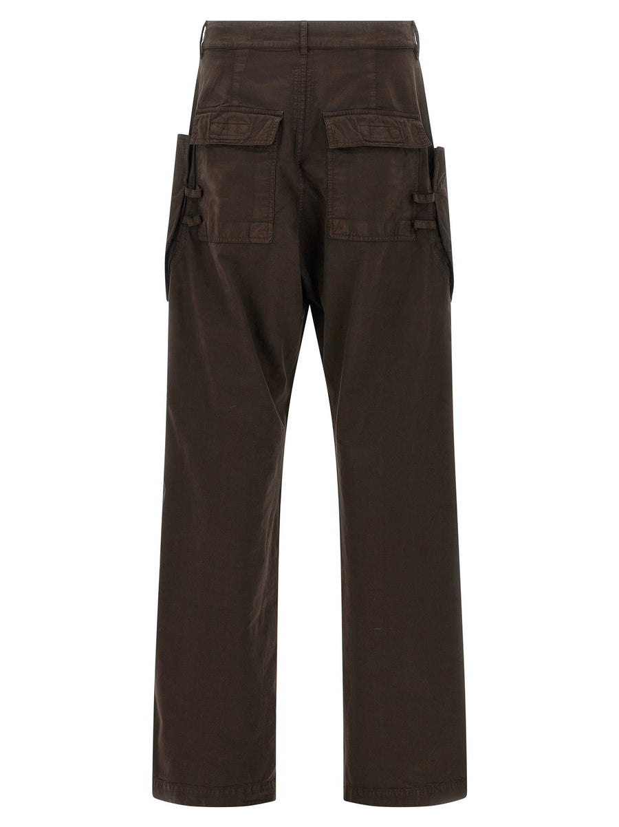 Drkshdw Stefan Cargo Pants For Men 100 Percent Cotton Brown Wide Leg Cargo Pockets Front Button Closure