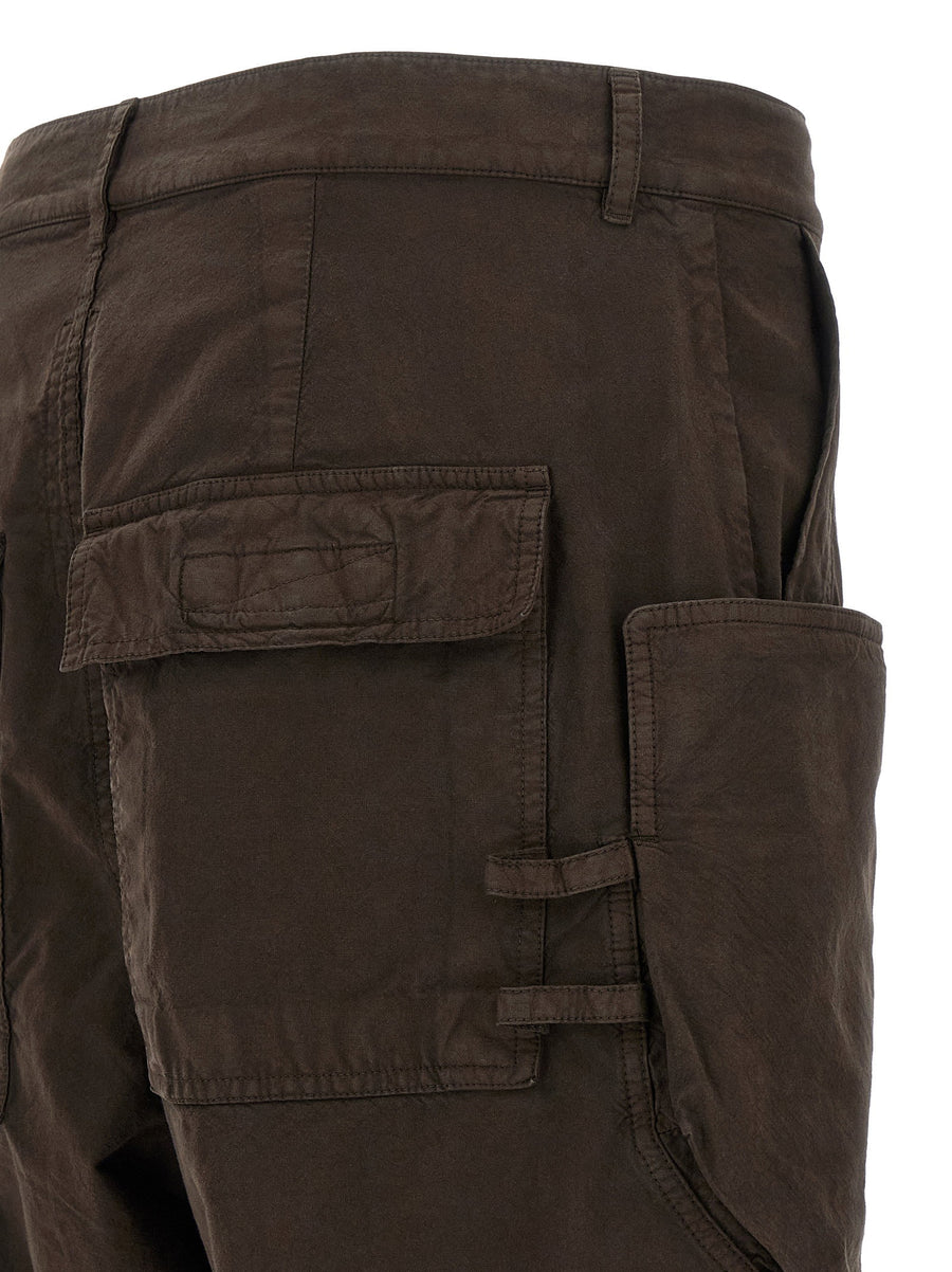 Drkshdw Stefan Cargo Pants For Men 100 Percent Cotton Brown Wide Leg Cargo Pockets Front Button Closure