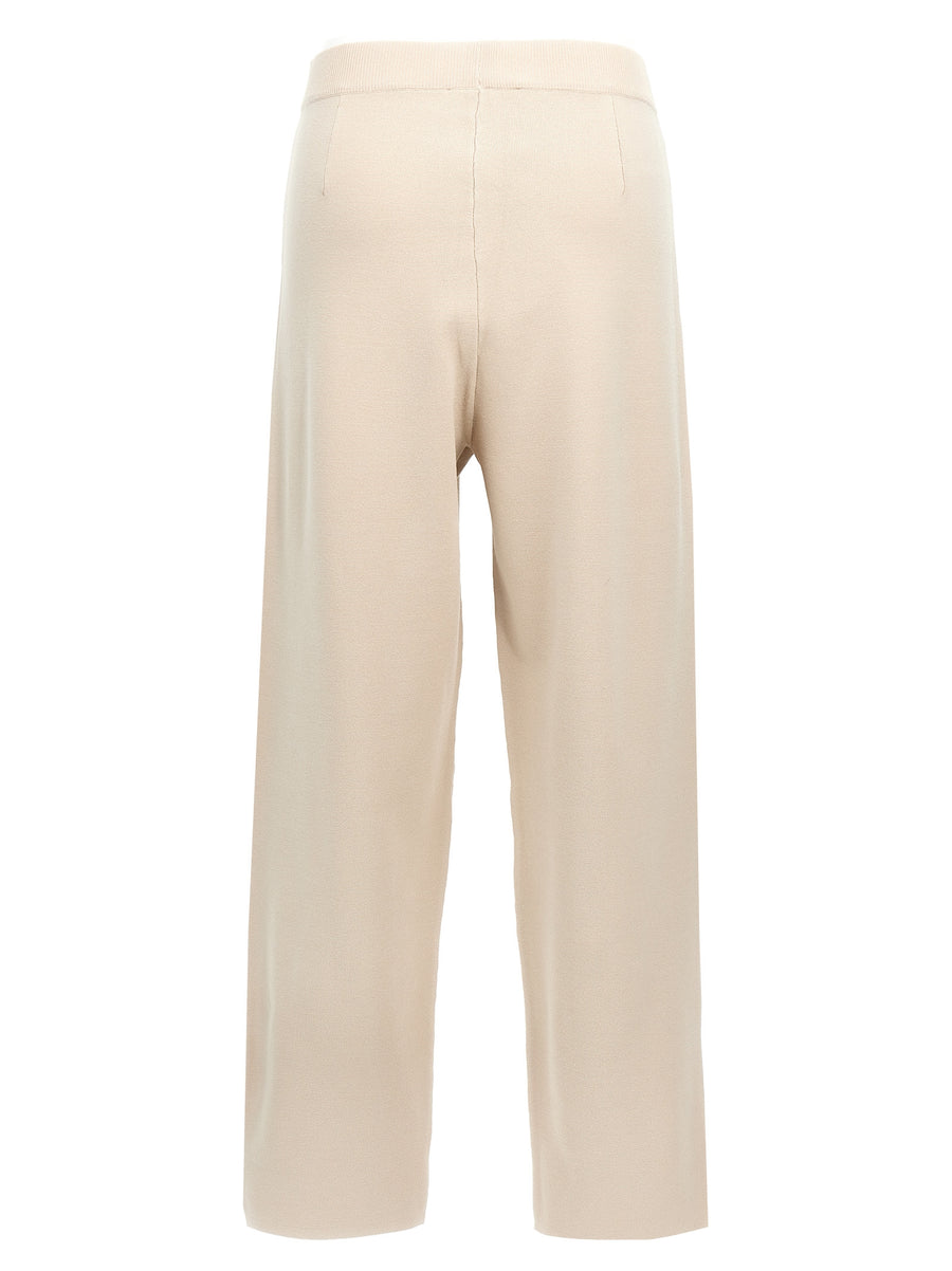 Max Mara Studio Dula Pants For Women Elegant Beige Viscose Blend With Elastic Waistband Office Wear