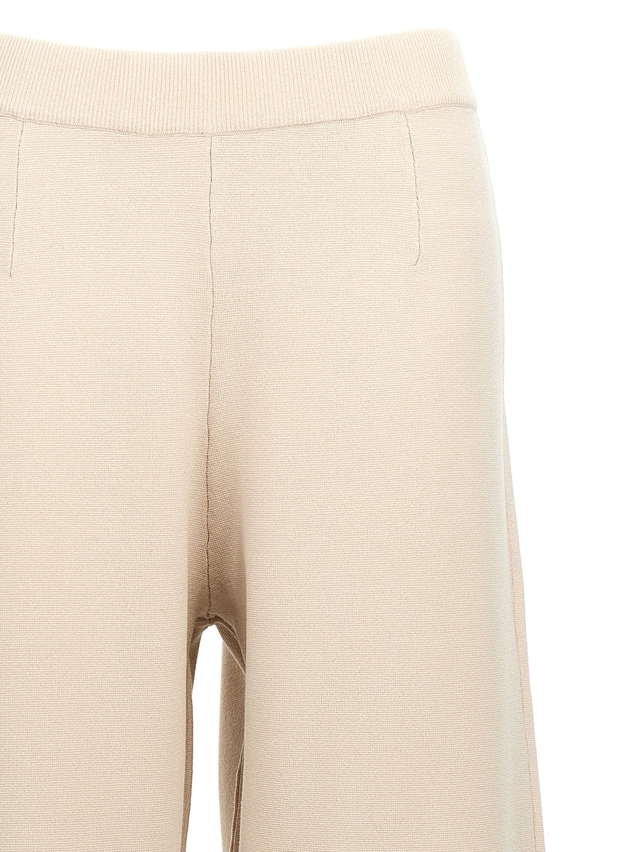 Max Mara Studio Dula Pants For Women Elegant Beige Viscose Blend With Elastic Waistband Office Wear