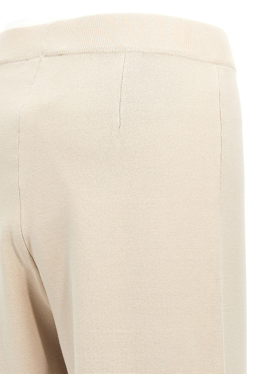 Max Mara Studio Dula Pants For Women Elegant Beige Viscose Blend With Elastic Waistband Office Wear