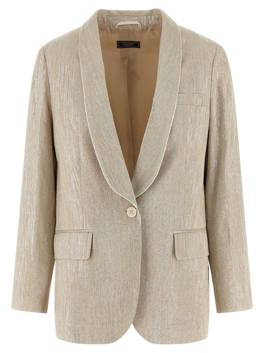 Peserico Lamé Thread Blazer for Women Breathable Luxury Officewear with Subtle Shine