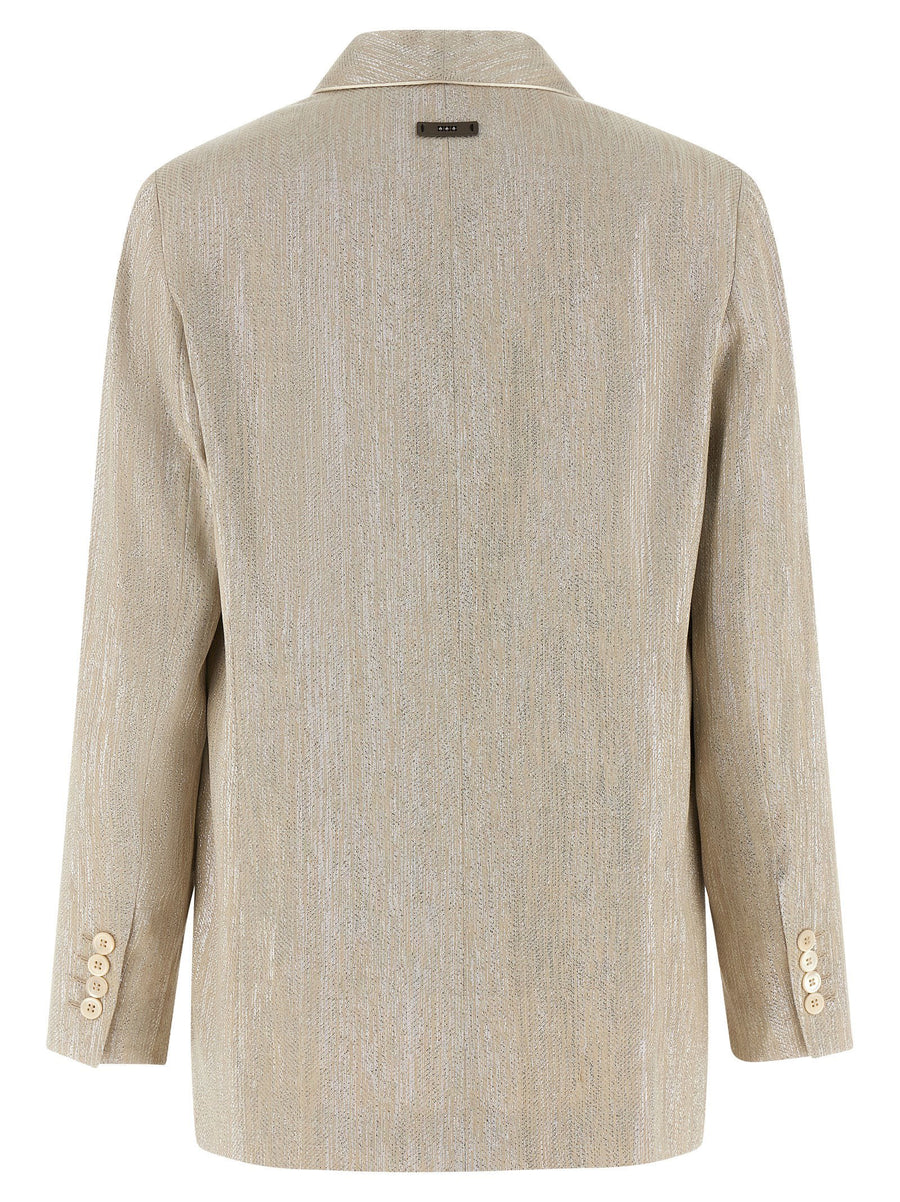 Peserico Lamé Thread Blazer for Women Breathable Luxury Officewear with Subtle Shine