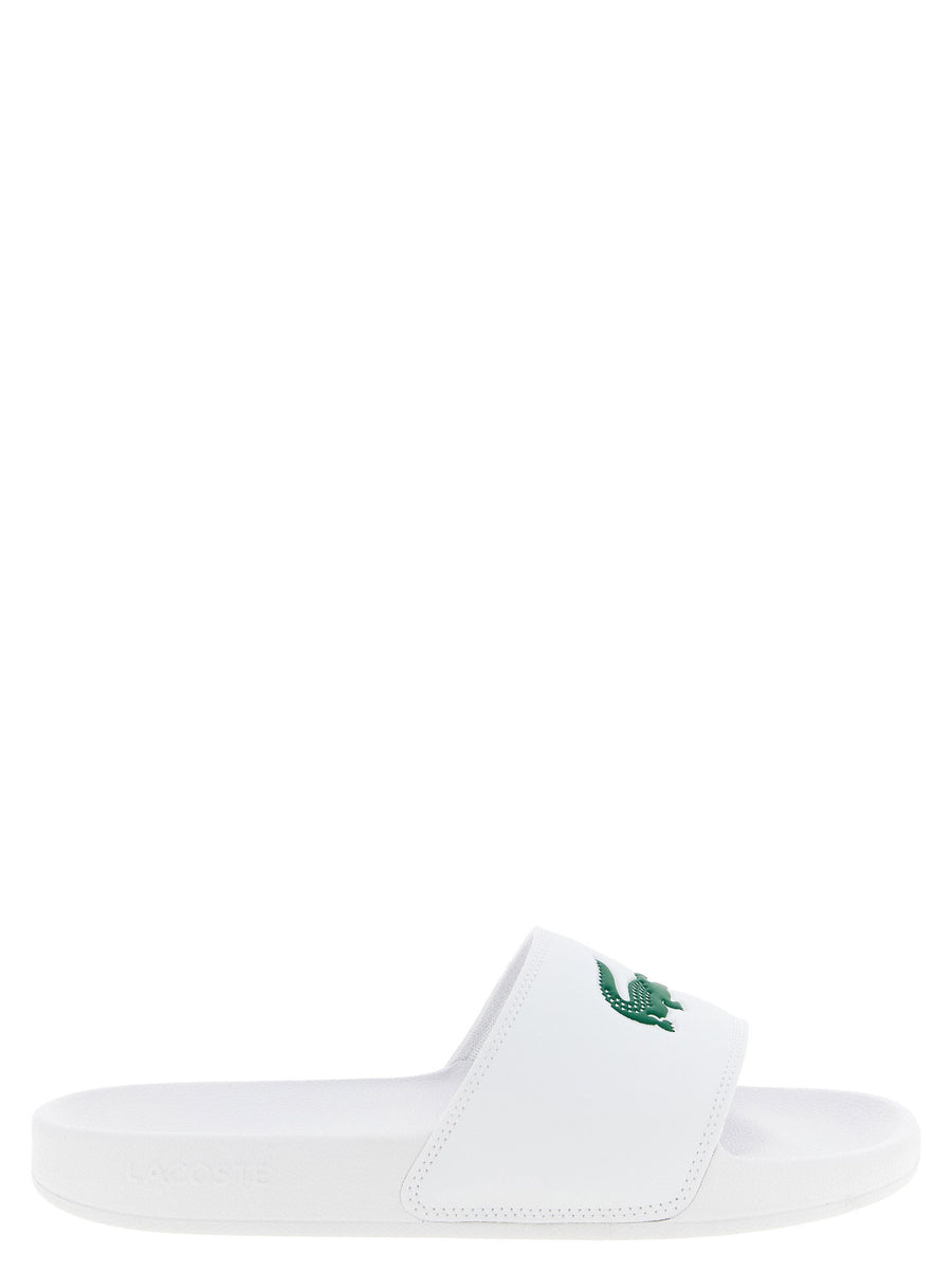 Lacoste Serve 0.0 Slides For Men White PU Slippers With Arch Support And Monobloc Comfort