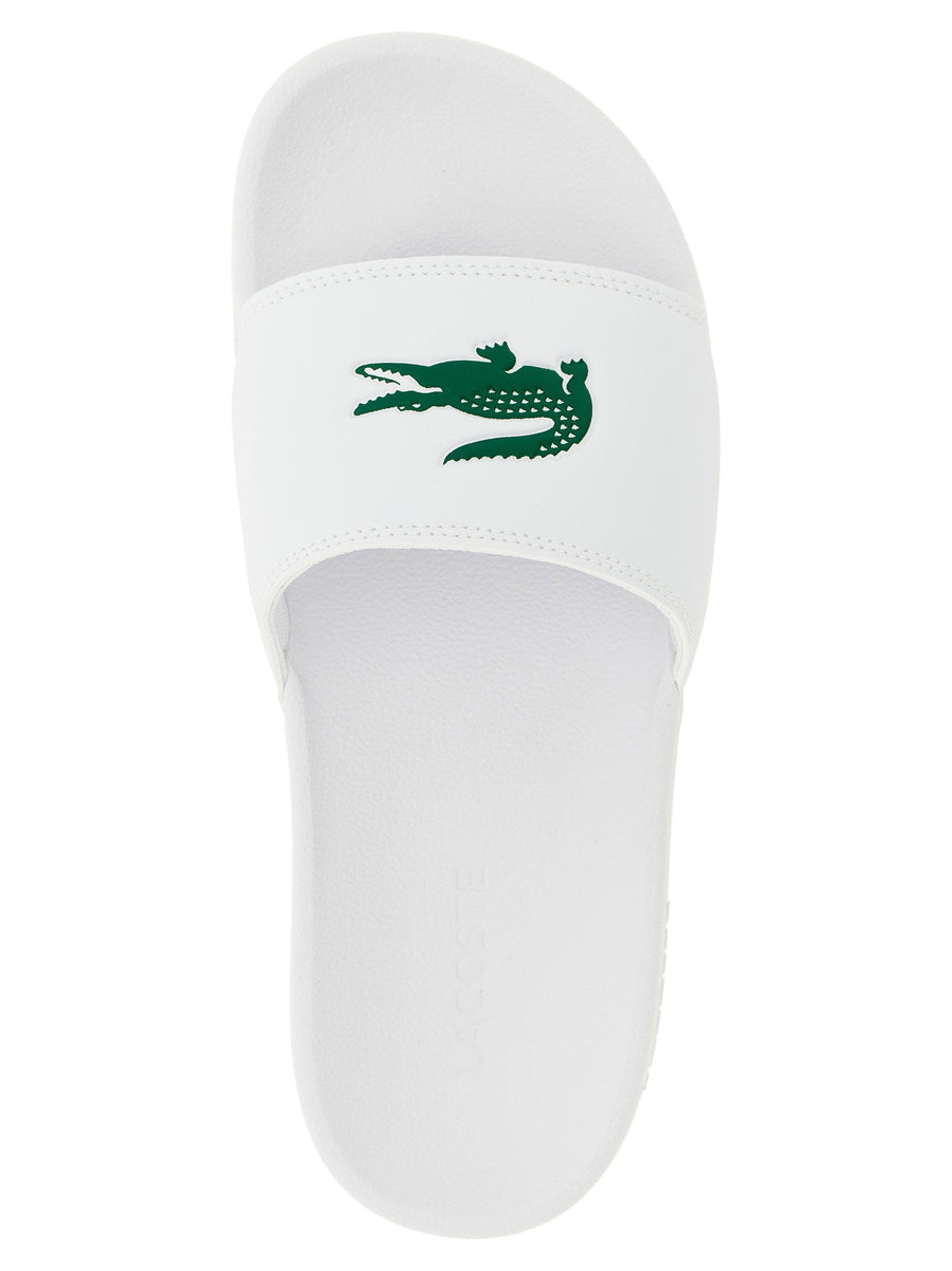 Lacoste Serve 0.0 Slides For Men White PU Slippers With Arch Support And Monobloc Comfort