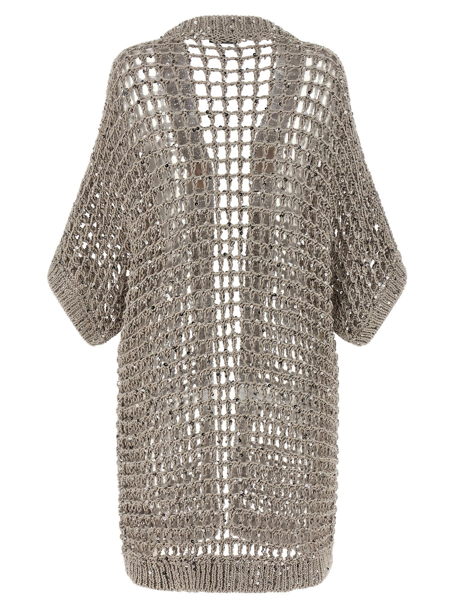 Mesh Cardigan By Peserico For Women Silver 100 Cotton Sequin Dressy Layering Lightweight Comfort