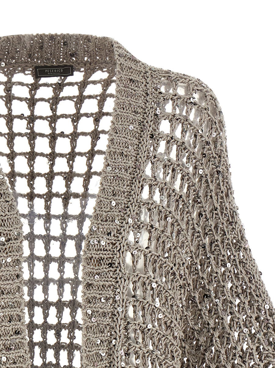 Mesh Cardigan By Peserico For Women Silver 100 Cotton Sequin Dressy Layering Lightweight Comfort