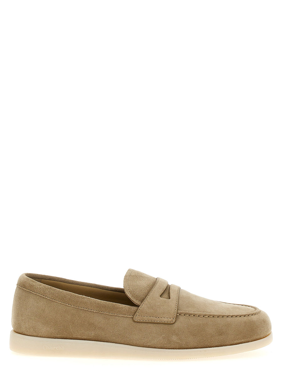 Churchs Portsmouth Beige Suede Moccasins 100 Percent Bos Taurus Leather Unisex