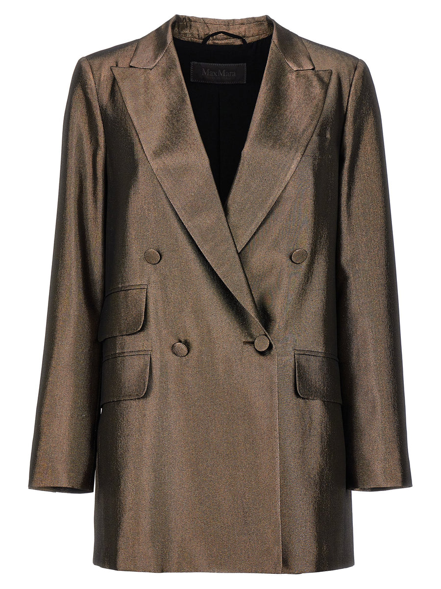 Max Mara Edro Blazer For Women Luxurious Silk Charmeuse Lame Jacket With Metallic Shine