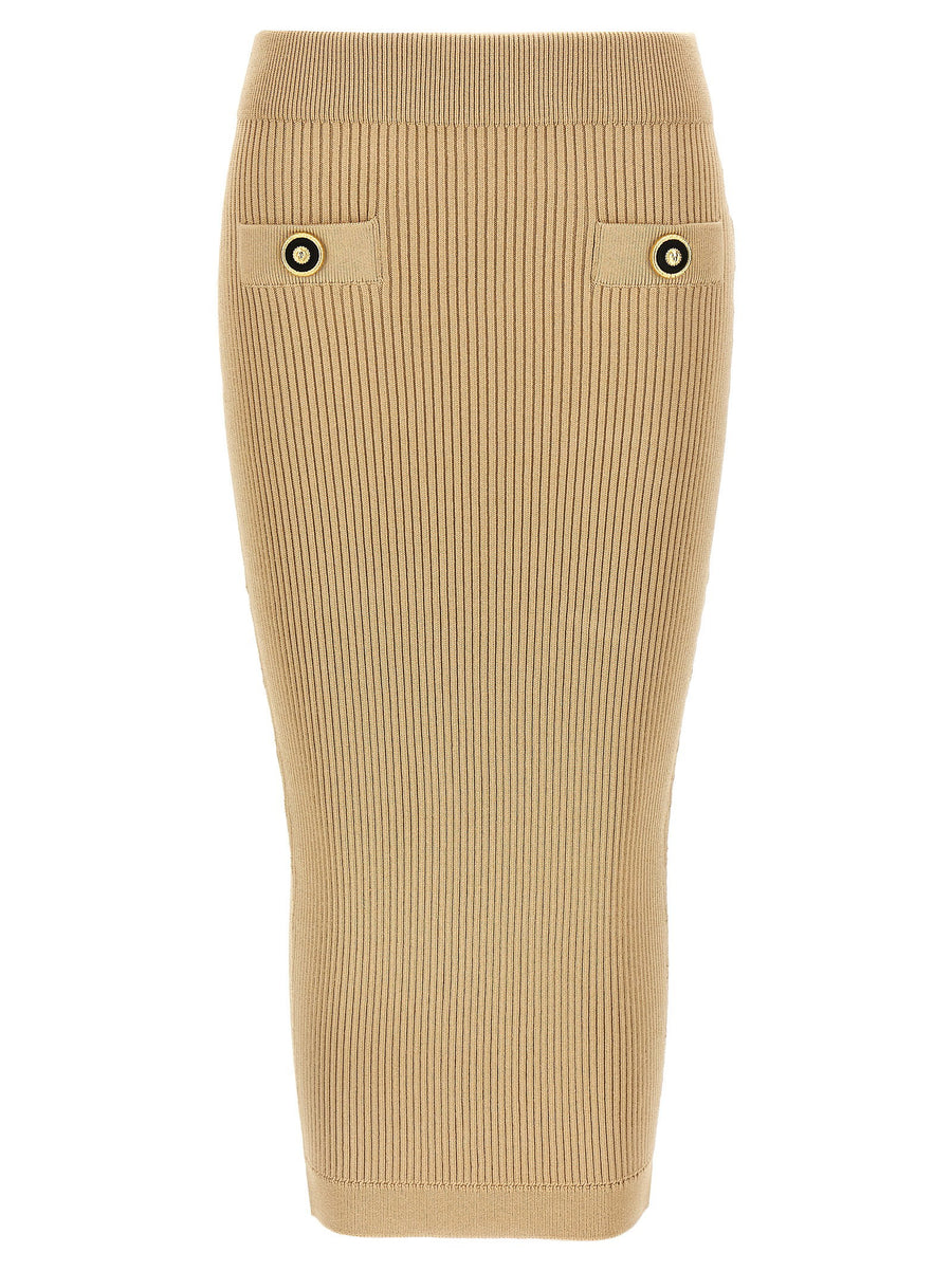 Balmain Ribbed Midi Skirt