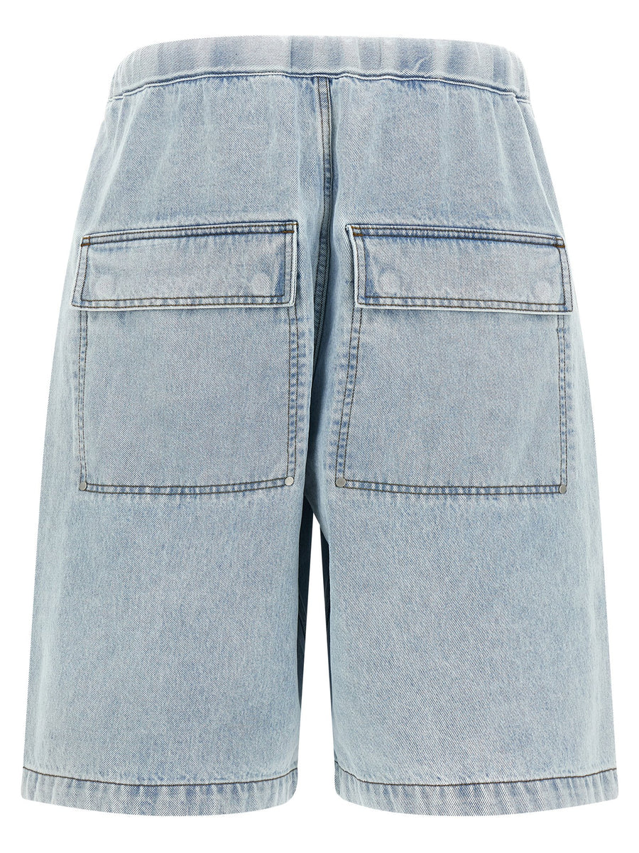 Denim Bermuda Shorts For Men Entire Studios Light Blue 100 Percent Cotton Drawstring Waist Versatile Everyday