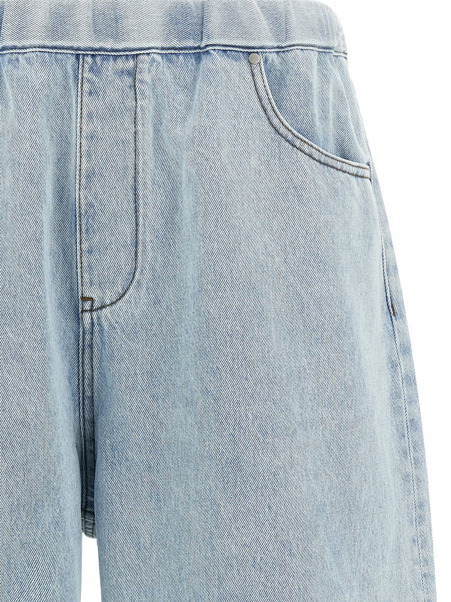 Denim Bermuda Shorts For Men Entire Studios Light Blue 100 Percent Cotton Drawstring Waist Versatile Everyday