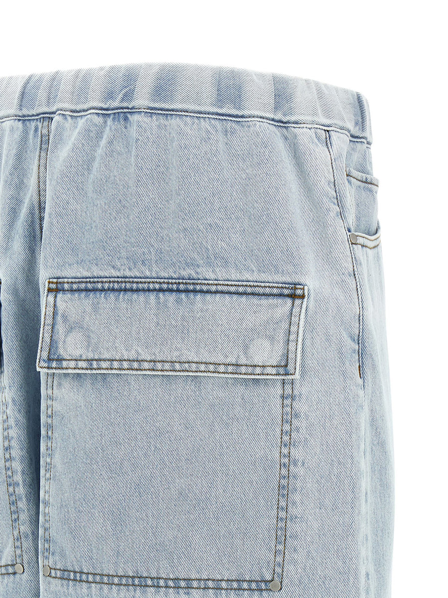 Denim Bermuda Shorts For Men Entire Studios Light Blue 100 Percent Cotton Drawstring Waist Versatile Everyday