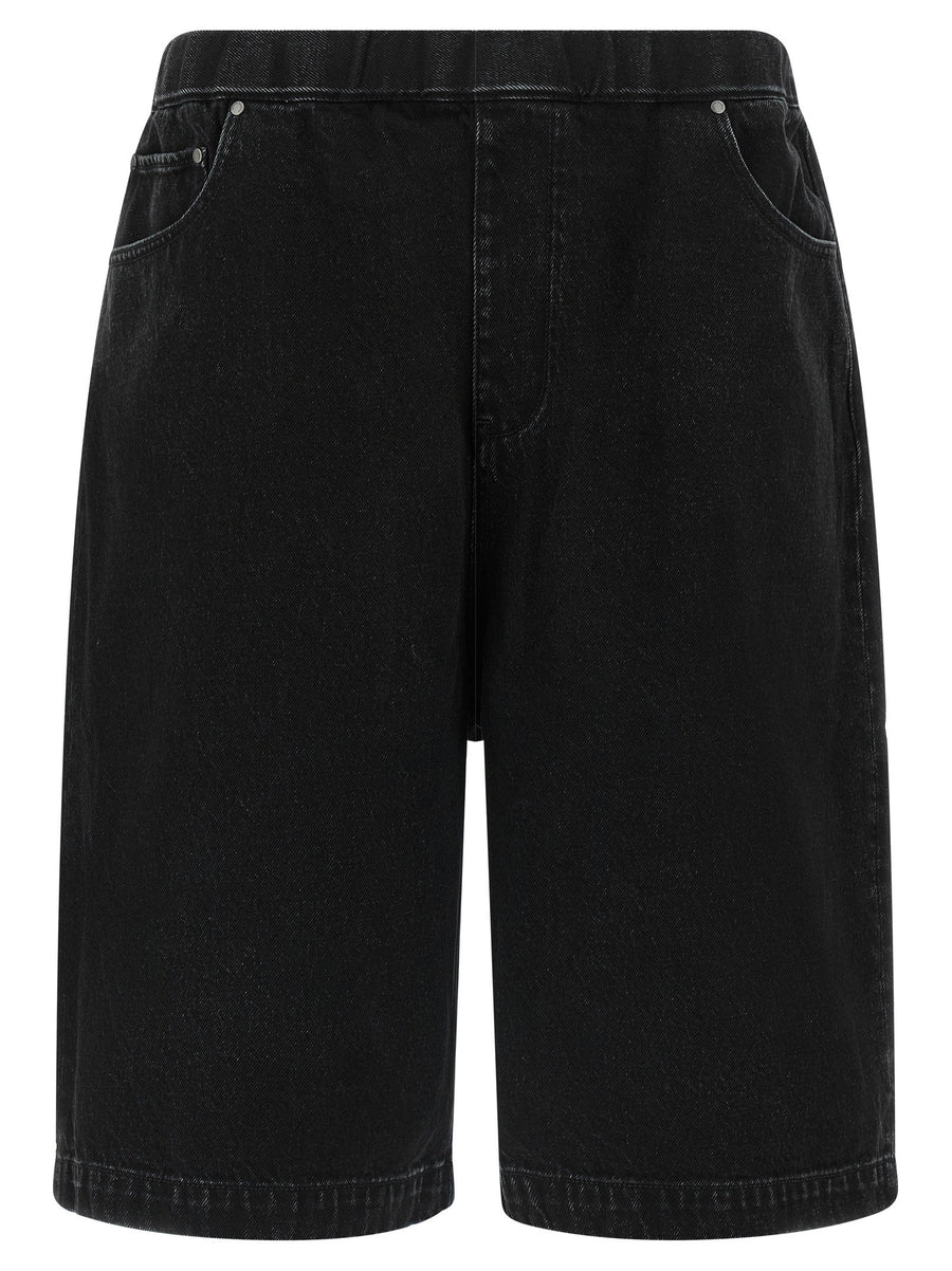 Entire Studios Spar Bermuda Shorts For Men GarmentDyed Cotton Denim With Drawstring Waist And Trompe Loeil