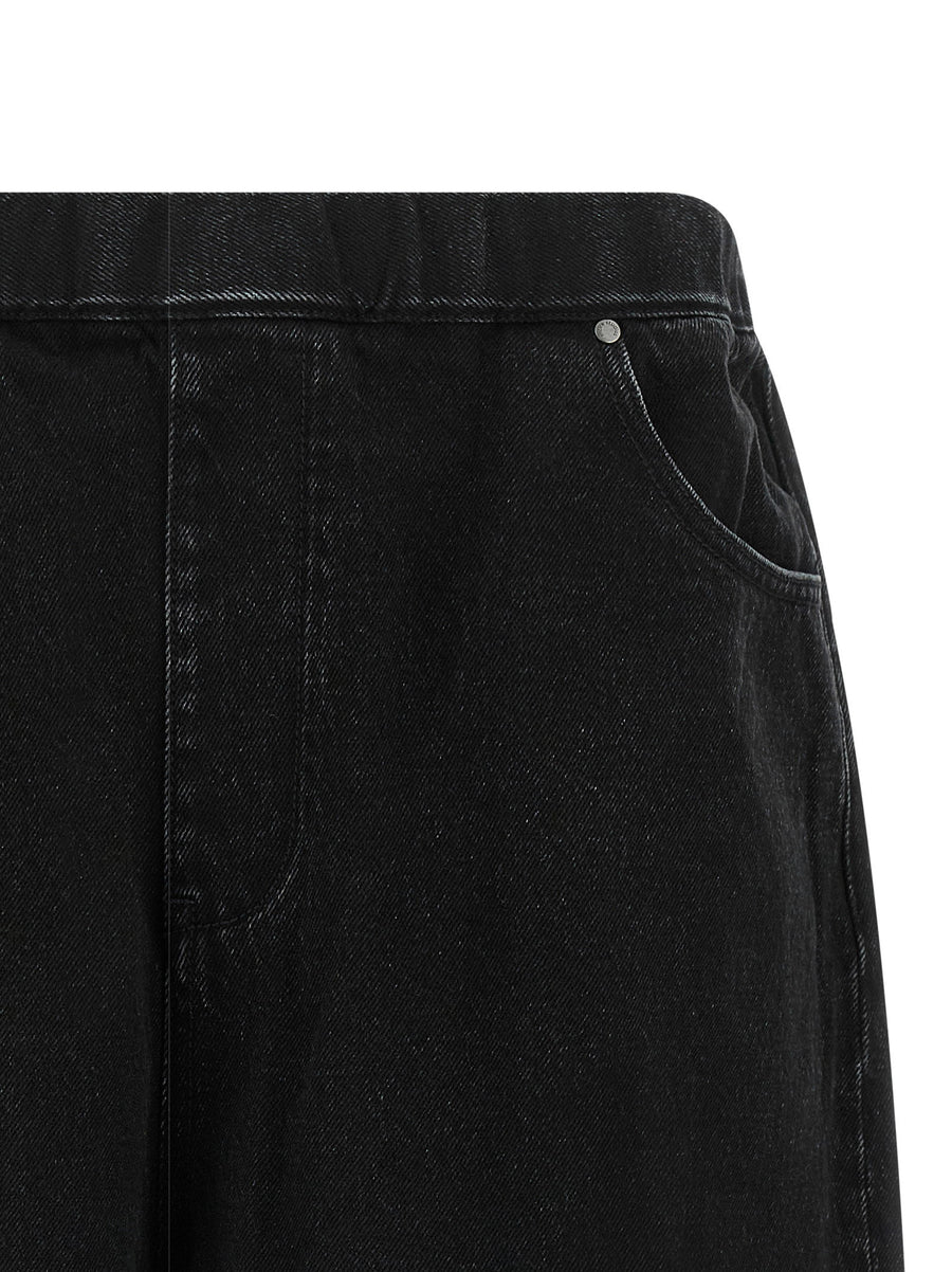 Entire Studios Spar Bermuda Shorts For Men GarmentDyed Cotton Denim With Drawstring Waist And Trompe Loeil