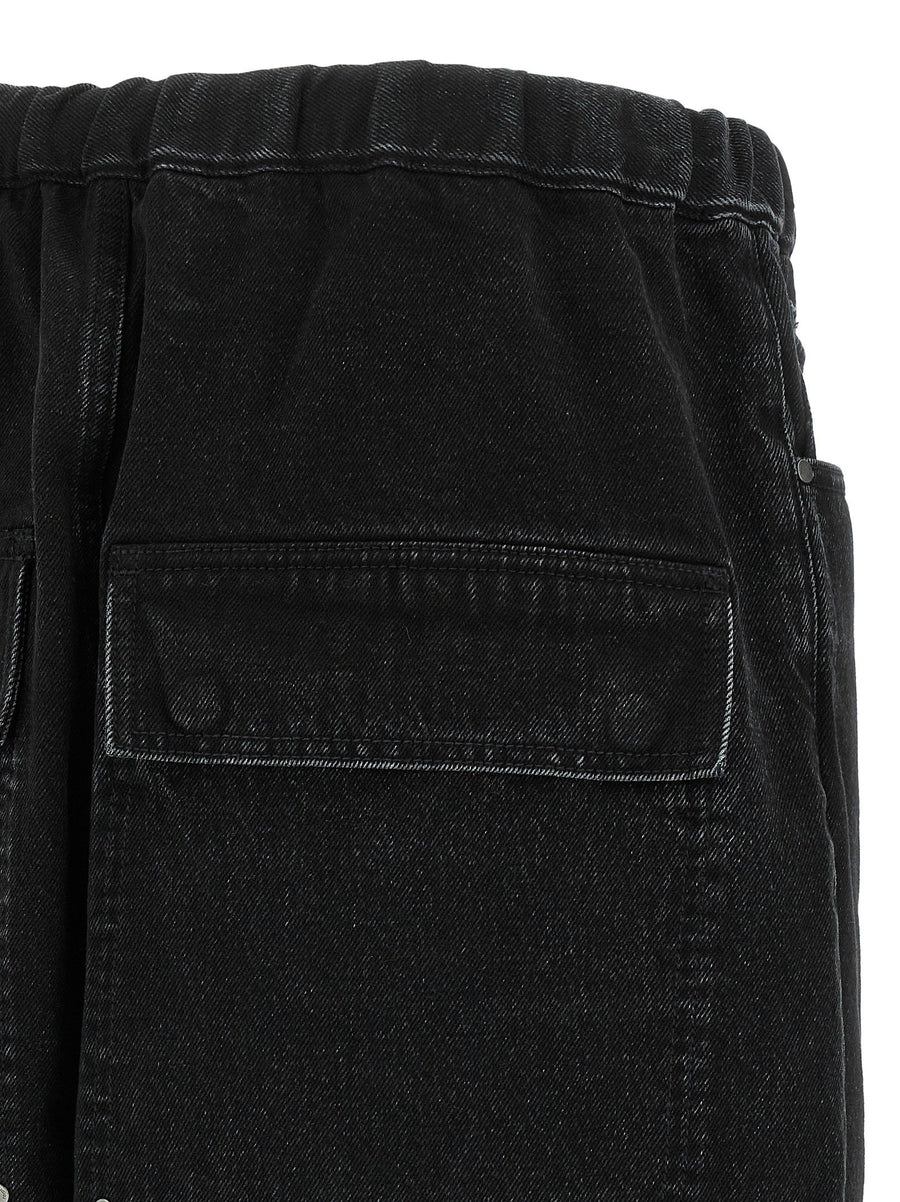 Entire Studios Spar Bermuda Shorts For Men GarmentDyed Cotton Denim With Drawstring Waist And Trompe Loeil