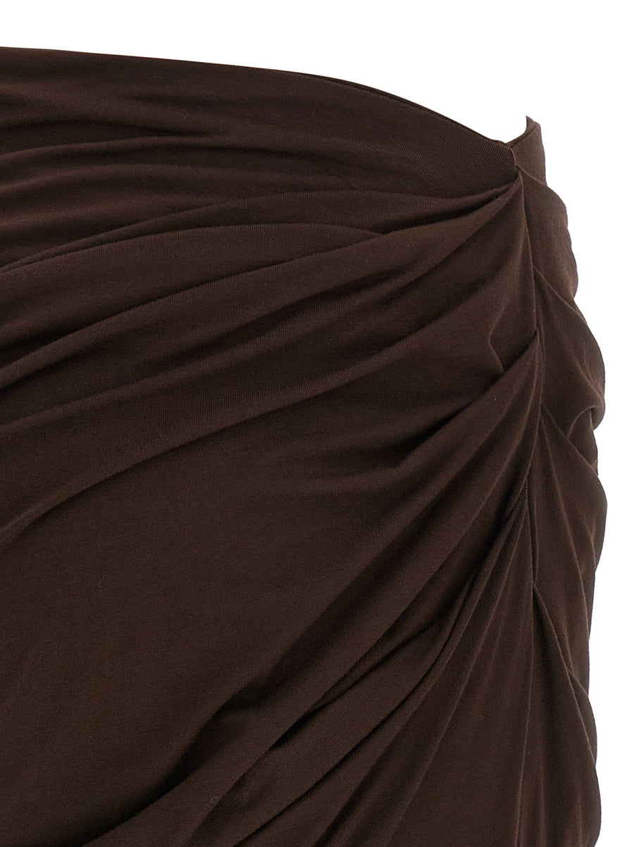 Entire Studios Drape Skirt for Women Long Fluid Viscose Stretch Elastic Waistband Brown